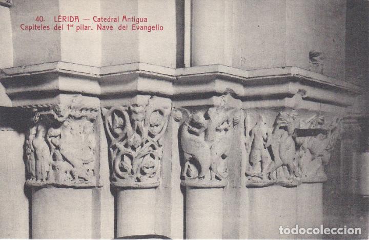 Postales: lerida, catedral antigua, capiteles del 1er pilar, nave del evangelio