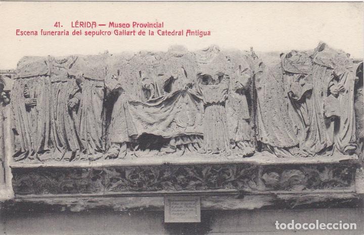 Postales: lerida, museo provincial,escena funeraria sepulcro gallart de la catedral antigua