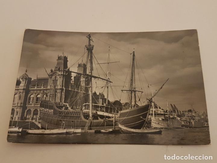 Postales: BARCELONA PUERTO CON BARCOS Y EDIFICIO DE LA ADUANA - Foto 1