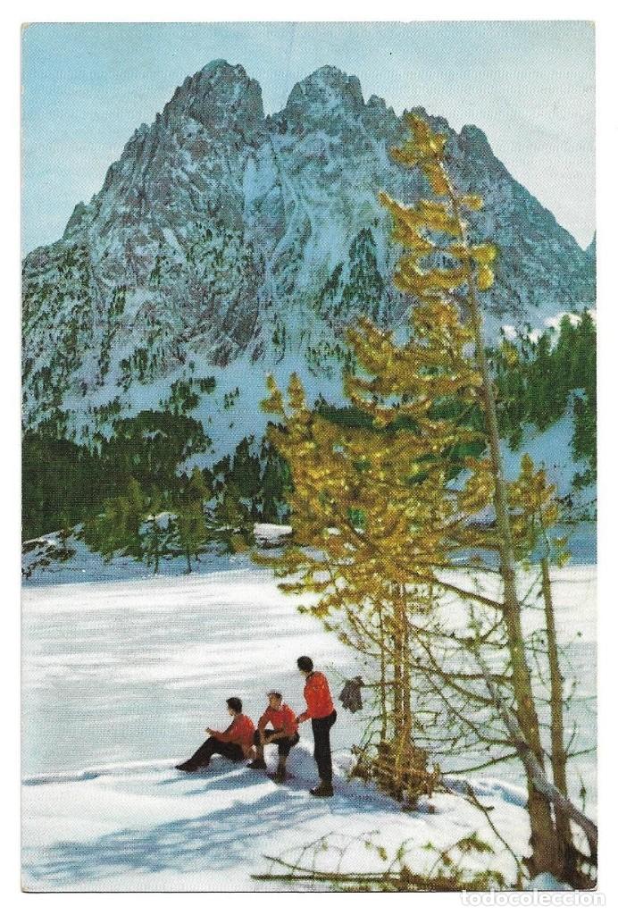 Postales: LAGO DE SAN MAURICIO HELADO , AL FONDO ELS ENCANTATS .- FOTO CAMPA&Ntilde;&Aacute; SERIE II N&ordm; 1708