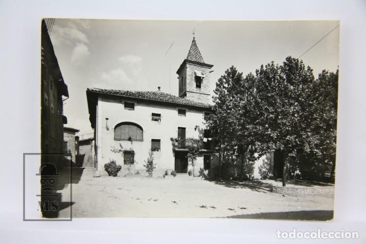 Postcards: Postal Fotogr&aacute;fica - Santa Eulalia de Riuprimer, Pla&ccedil;a Pare Claret i Esglesia Parroquial- P&eacute;rez Reus