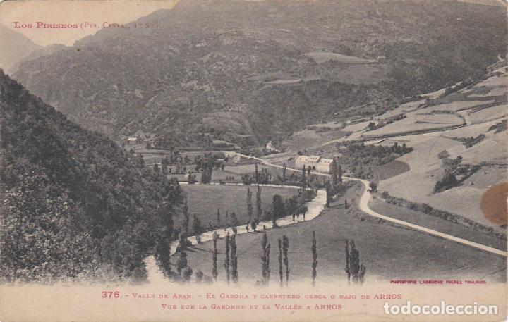 Postales: valle de aran, el garona y carretero cerca o bajo de arros, lerida