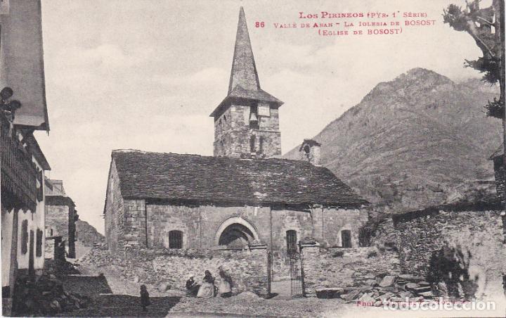 Postales: valle de aran, la iglesia de bosost, lerida