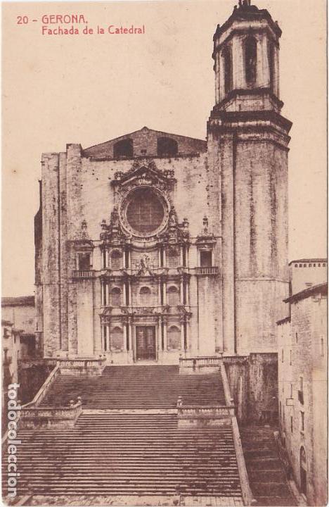 Postales: gerona, fachada de la catedral - Foto 1