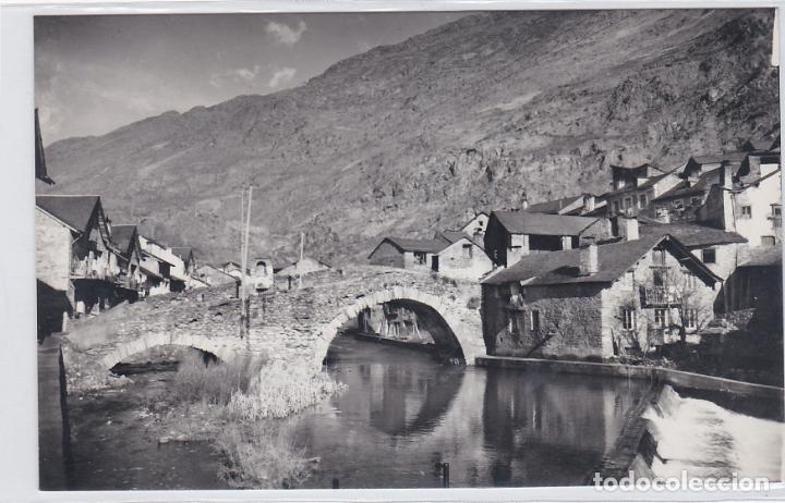 Postales: esterri de aneo, puente sobre el rio noguera pallaresa, lerida