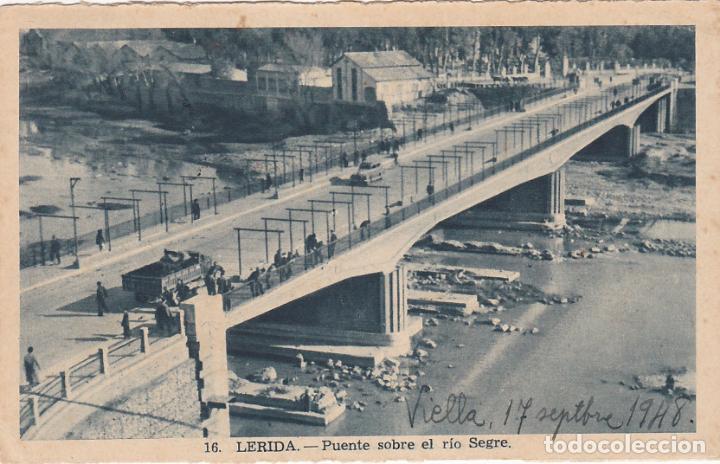 Postales: lerida, puente sobre el rio segre