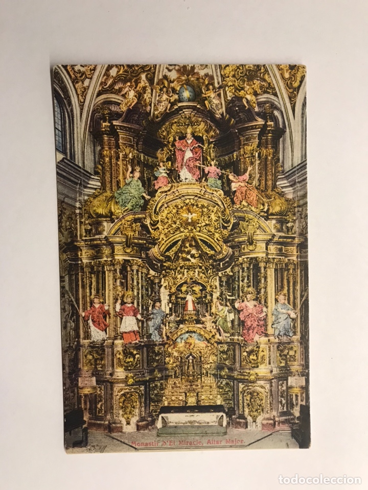 Postales: MONASTERIO EL MIRACLE. Riner (Lerida) Postal Coloreada. Altar Major. Edita: L. Roca. (h.1940?)