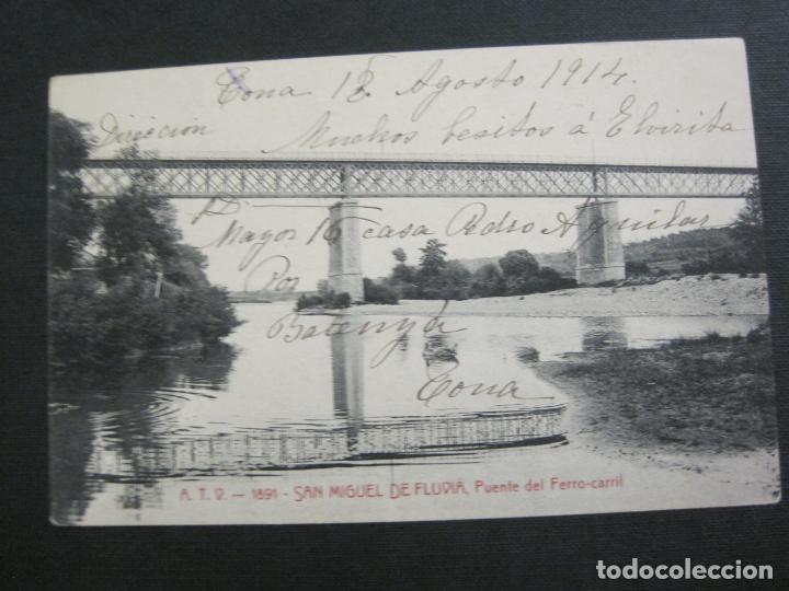 Postales: SAN MIGUEL DE FLUVIA-PUENTE DEL FERROCARRIL-A.T.V. 1891-POSTAL ANTIGA-(55.458)