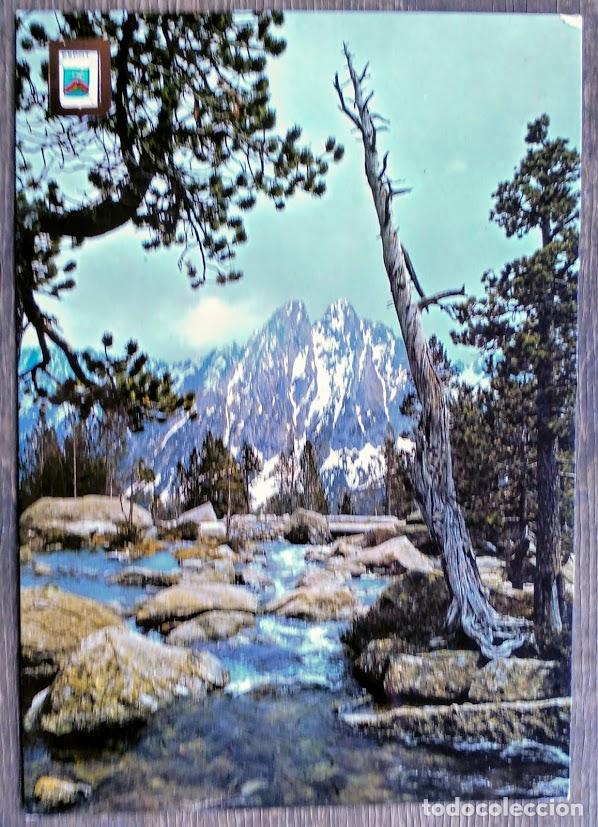 Postales: Vall d&rsquo;Espot. 910 Sant Maurici. Parc Nacional i vista d&rsquo;Els Encantats. Escudo de Oro. Nueva. Color.