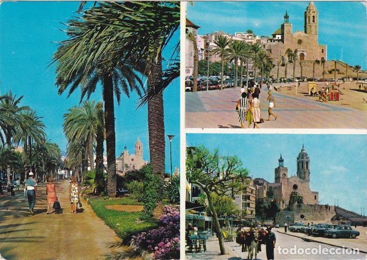 Postales: sitges, paseo e iglesia, barcelona - Foto 1