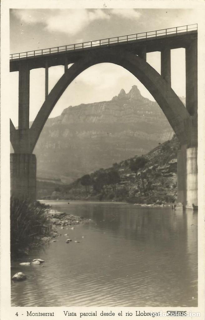 Postales: Montserrat. Vista parcial desde el r&iacute;o Llobregat. Soberanas. 4. Sin circular. 14x9 cm. Postal.