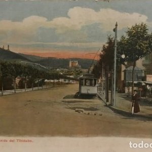 Barcelona. Avenida el Tibidabo. Tramvia blau