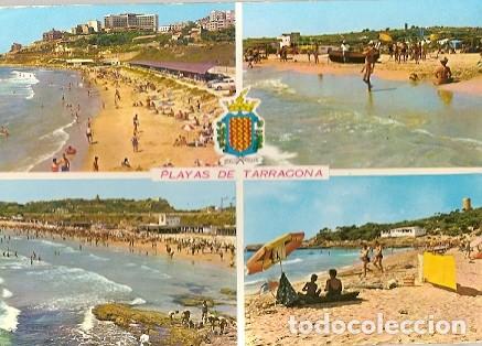Postales: Espa&ntilde;a & Circulado, Playas de Tarragona, Multi, Bray-sur-Seine Francia (2055)