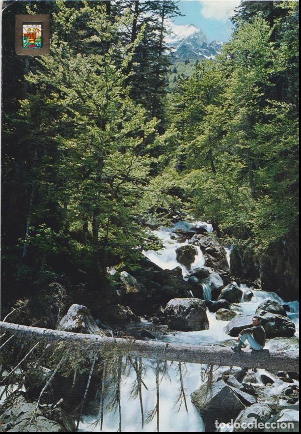 Postales: VALL D'ARAN, ARTIGA DE LIN, CASCADA DEL JOEU - ESCUDO DE ORO N&ordm; 5274 - CIRCULADA
