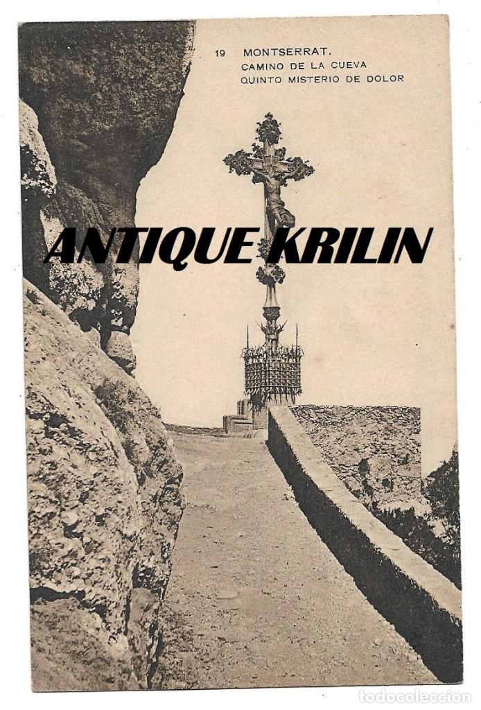 Postales: MONTSERRAT N&ordm; 19 .- CAMINO DE LA CUEVA QUINTO MISTERIO DE DOLOR .- PUBLICIDAD LA EUROPEA