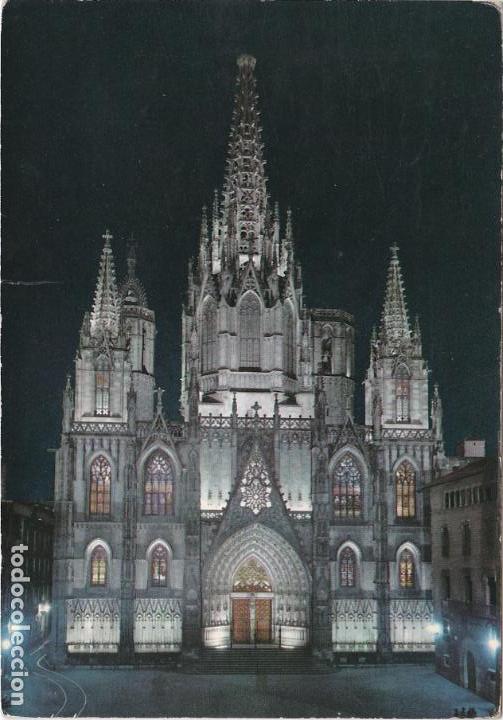 Postales: barcelona, la catedral, iluminada - Foto 1