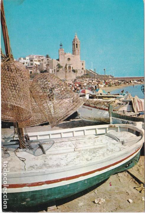 Postales: sitges, playa y punta, barcelona - Foto 1