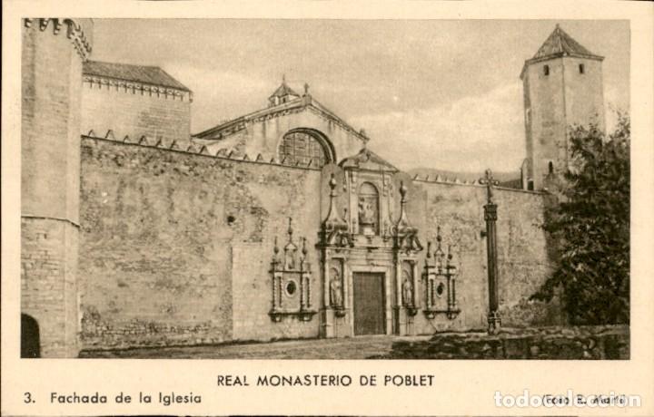 Postales: Real Monasterio de Poblet &ndash; Fachada de la Iglesia &ndash; R. Marti - 9 x 14 cms