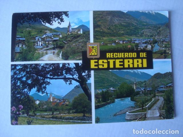 Postales: POSTAL RECUERDO DE ESTERRI D&rsquo;&Agrave;NEU, NOGUERA PALLARESA, PIRINEU CATAL&Agrave; (ESCUDO DE ORO). CIRCULADA.