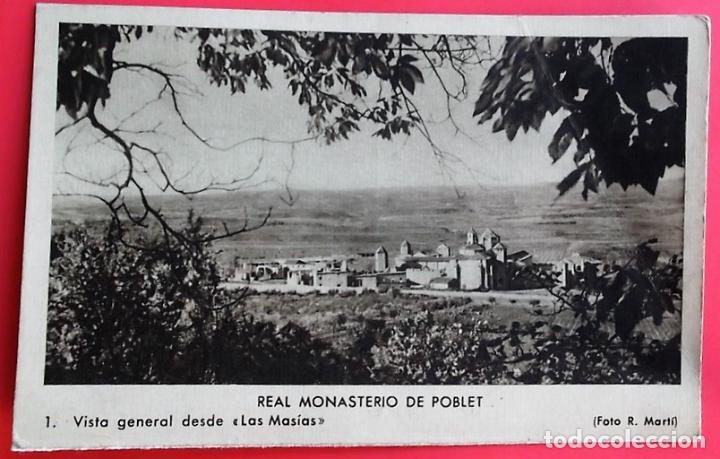 Postales: Real Monasterio de Poblet. 1 Vista general desde Las Masias. Foto R. Mart&iacute;. Nueva. Blanco/Negro