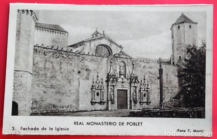 Postales: Real Monasterio de Poblet. 3 Fachada de la Iglesia. Foto R. Mart&iacute;. Nueva. Blanco/Negro