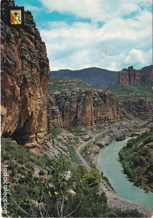 Postales: el pallars, riu noguera pallaresa en el pas de collegats, lerida