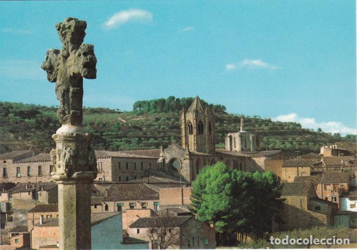 Postales: santa maria de vallbona, vista del monestir i creu del terme, lerida