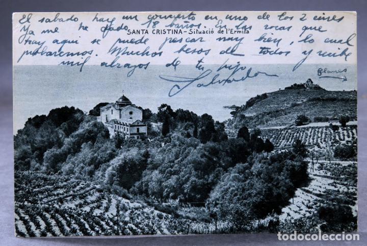 Postales: Postal Santa Cristina Situacio de l Ermita Fot Pons Ed Artau circulada sello 1925