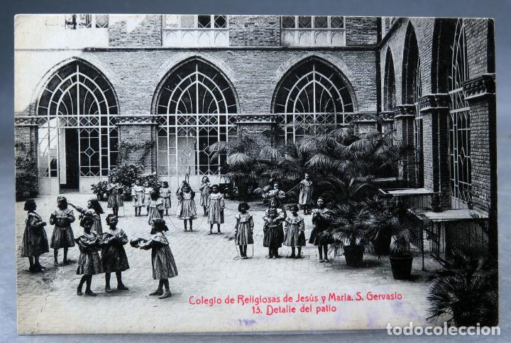 Postkarten: Postal Colegio Religiosas Jes&uacute;s Mar&iacute;a San Gervasio Detalle patio ni&ntilde;as A Tolr&aacute; Viazo circulada 1909