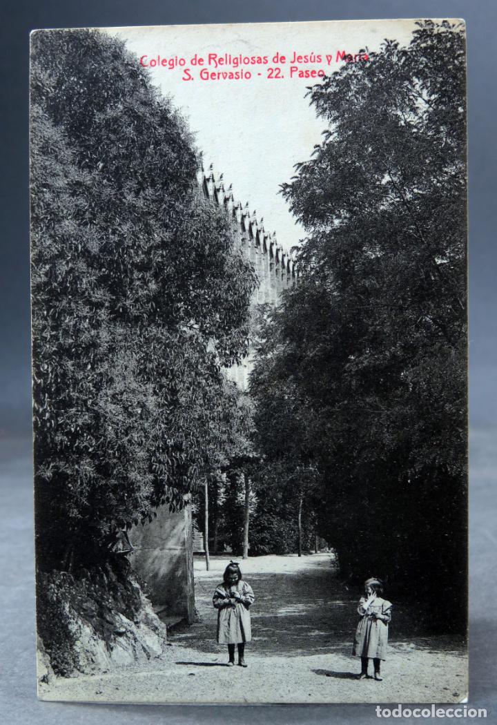 Postales: Postal Colegio Religiosas Jes&uacute;s y Mar&iacute;a San Gervasio Paseo ni&ntilde;as A Tolr&aacute; Viazo circulada 1909