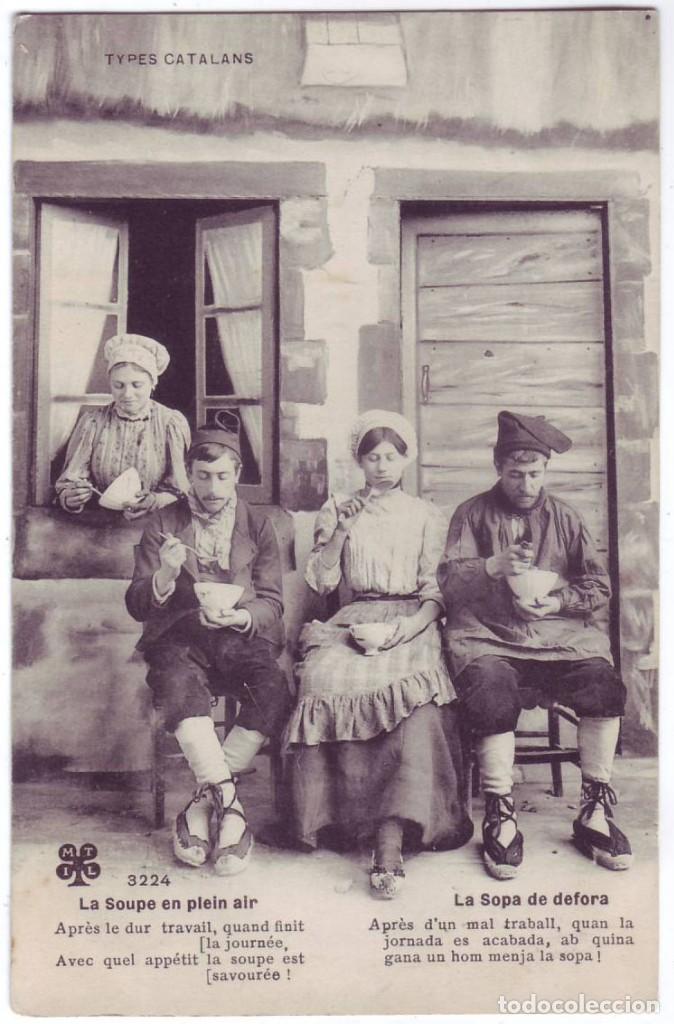 Postales: Tipos catalanes: La sopa de defora. MITL, Circulada (A&ntilde;os 10)