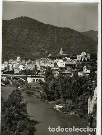 Postkarten: ANTIGUA POSTAL N&ordm; 5 BESALU VISTA PARCIAL Y RIO FLUVIA EDICION VDA PRAT FOTOGRAFIA MELI