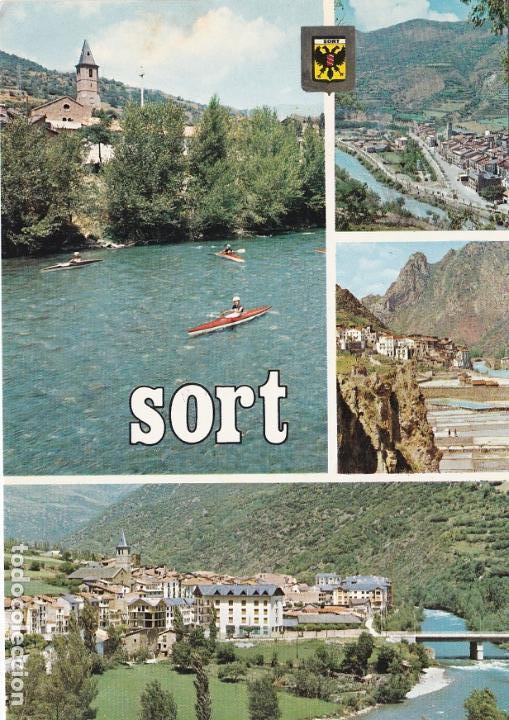 Postales: el pallars, sort, piraguismo en el noguera pallaresa, vista parcial, detalle, vista general, lerida