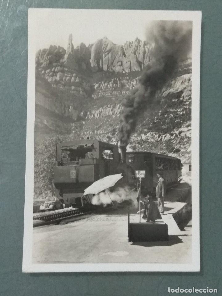 Postales: POSTAL MONTSERRAT - PASO A NIVEL DEL TREN CREMALLERA Y EL PERRITO.