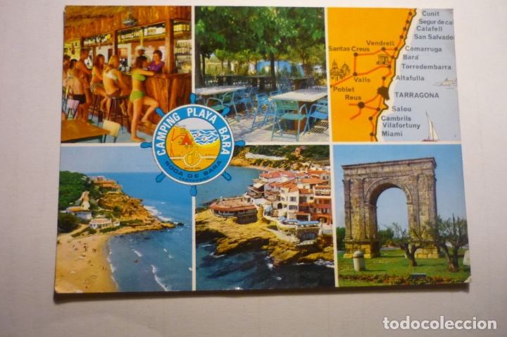 Postales: POSTAL CAMPING PLAYA BARA-RODA DE BARA--DORSO PUBLICIDAD