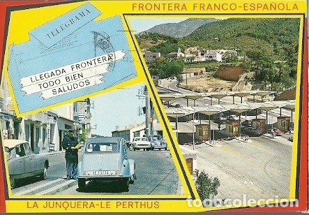 Postais: POSTAL A COLOR 30 FRONTERA FRANCO ESPA&Ntilde;OLA ESCRITA 1968 GARCIA GARRABELLA