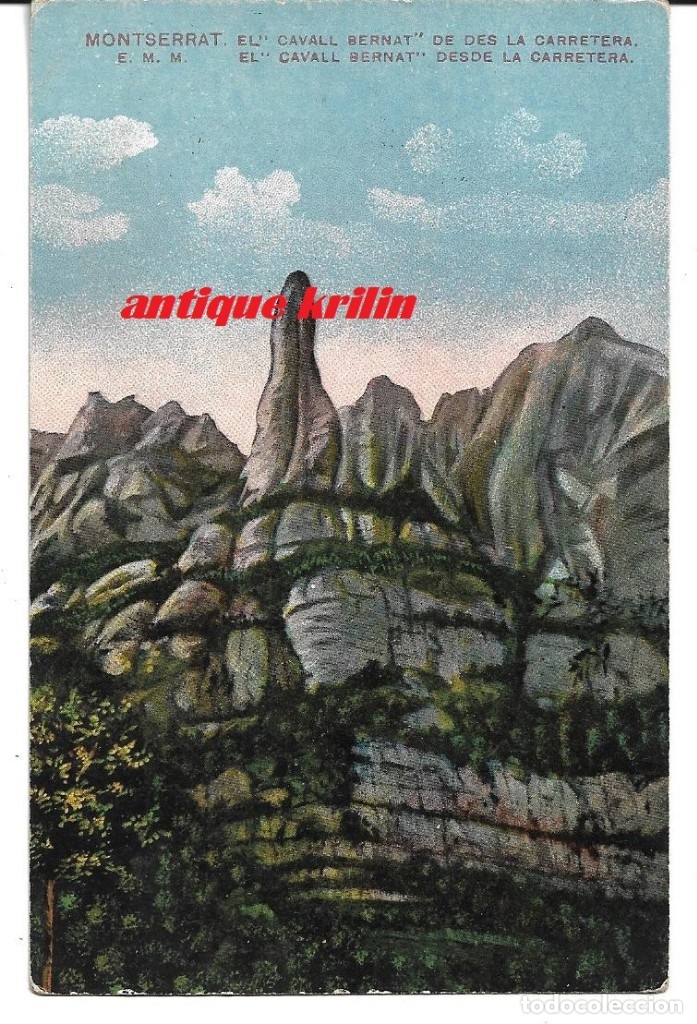 Cartes Postales: MONTSERRAT .- CAVALL BERNAT DESDE LA CARRETERA .- E.M.M. / KUNSTANSTALT THEODOR / SIN FRANQUEAR