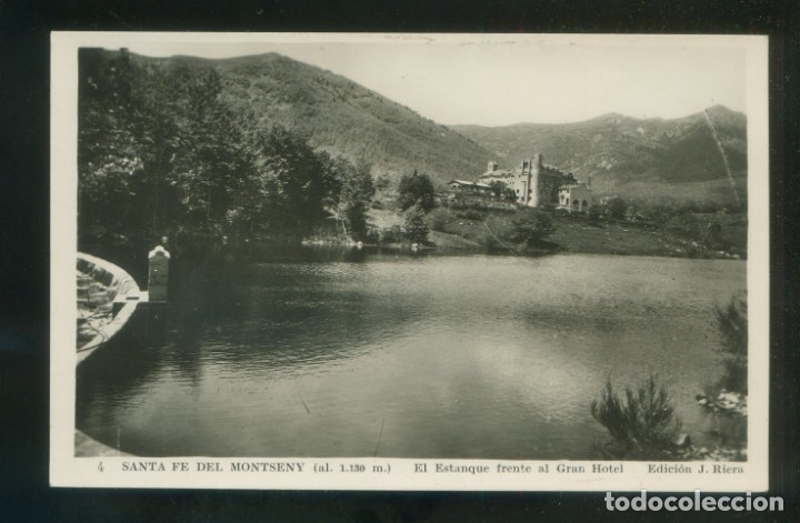 Postkarten: Santa Fe del Montseny. *El Estanque frente al Gran Hotel* Ed. J. Riera n&ordm; 4. Nueva.