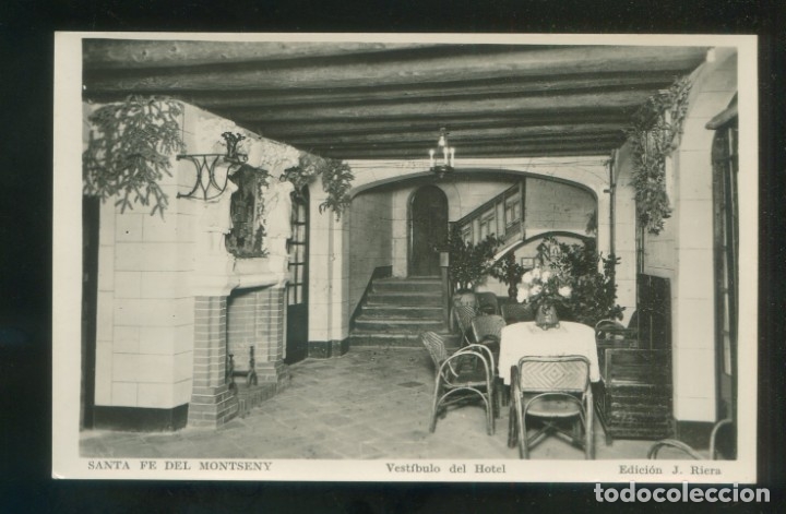Postkarten: Santa Fe del Montseny. *Vestibulo del Hotel* Ed. J. Riera. Nueva.