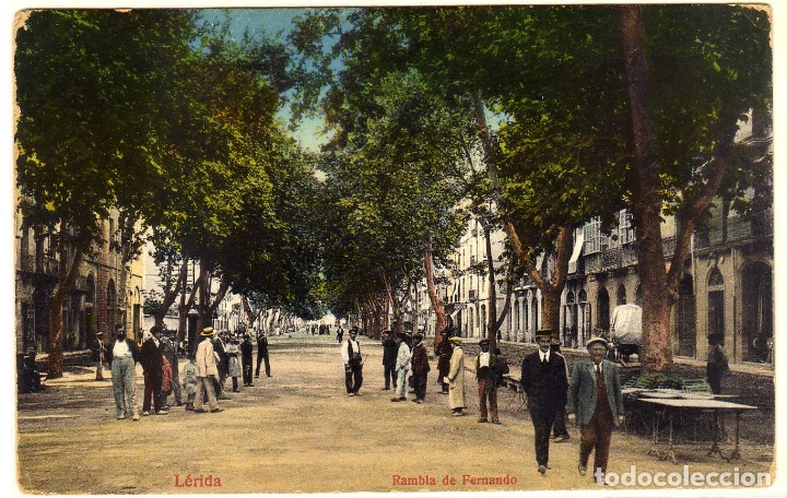 Postales: PRECIOSA POSTAL - LERIDA - RAMBLA DE FERNANDO - MUY AMBIENTADA