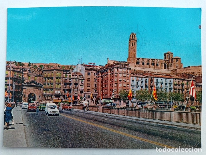 Postales: TARJETA POSTAL N&ordm; 514. LeRida - puerta del puente al fondo, LA seo antigua 1980