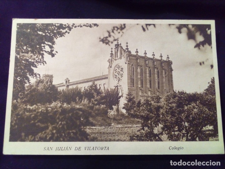Postales: Postal San Julian de Vilatorta Colegio circulada en 1949