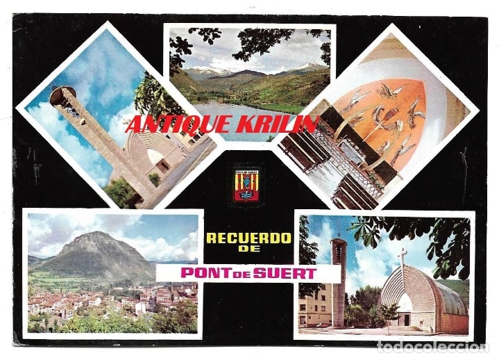 Postales: RECUERDO DE SORT N&ordm; 1802 BONICS PAISATGES DE PONT DE SUERT .- ESCUDO DE ORO