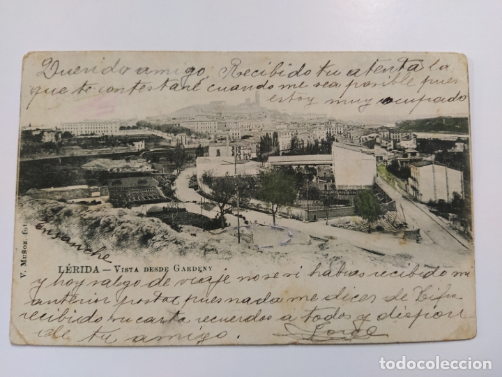 Postales: LLEIDA-VISTA DESDE GARDENY-FOT&middot;V.MU&Ntilde;OZ-REVERSO SIN DIVIDIR-VER FOTOS-(62.823)