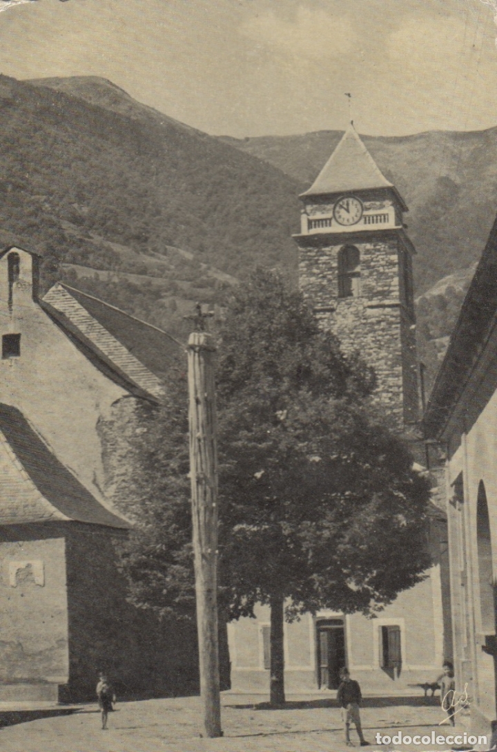 Postales: postal n&ordm; 160 les vall de aran iglesia y plaza posterior