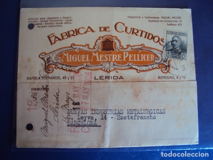 Postales: (PA-61937)POSTAL DE LERIDA-FABRICA DE CURTIDOS MIGUEL MESTRE PELLICER