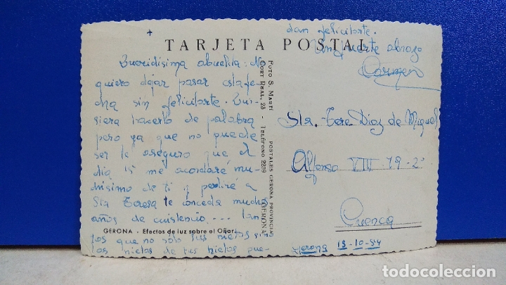 Postales: ANTIGUA POSTAL GERONA EFECTOS DE LUZ SOBRE EL O&Ntilde;AR CIRCULADA - Foto 2