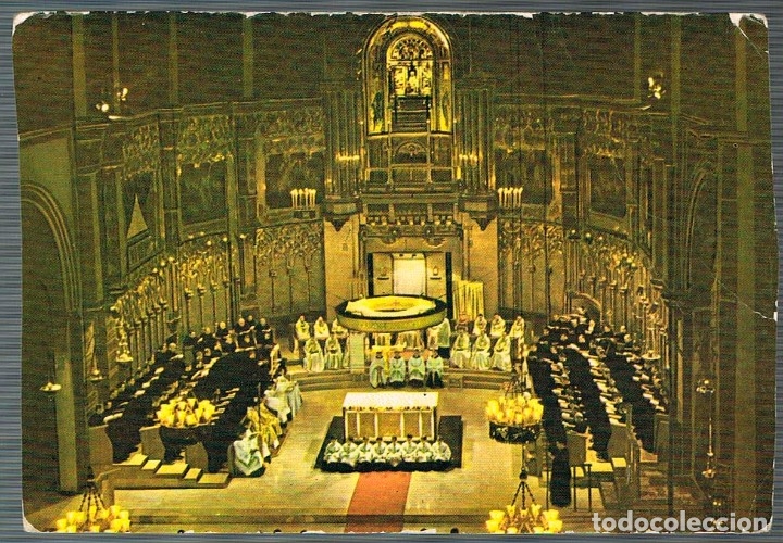 Postales: Montserrat, Iterior de la Basilica, escrita en 1969, edicion del Monasterio n&ordm; 20