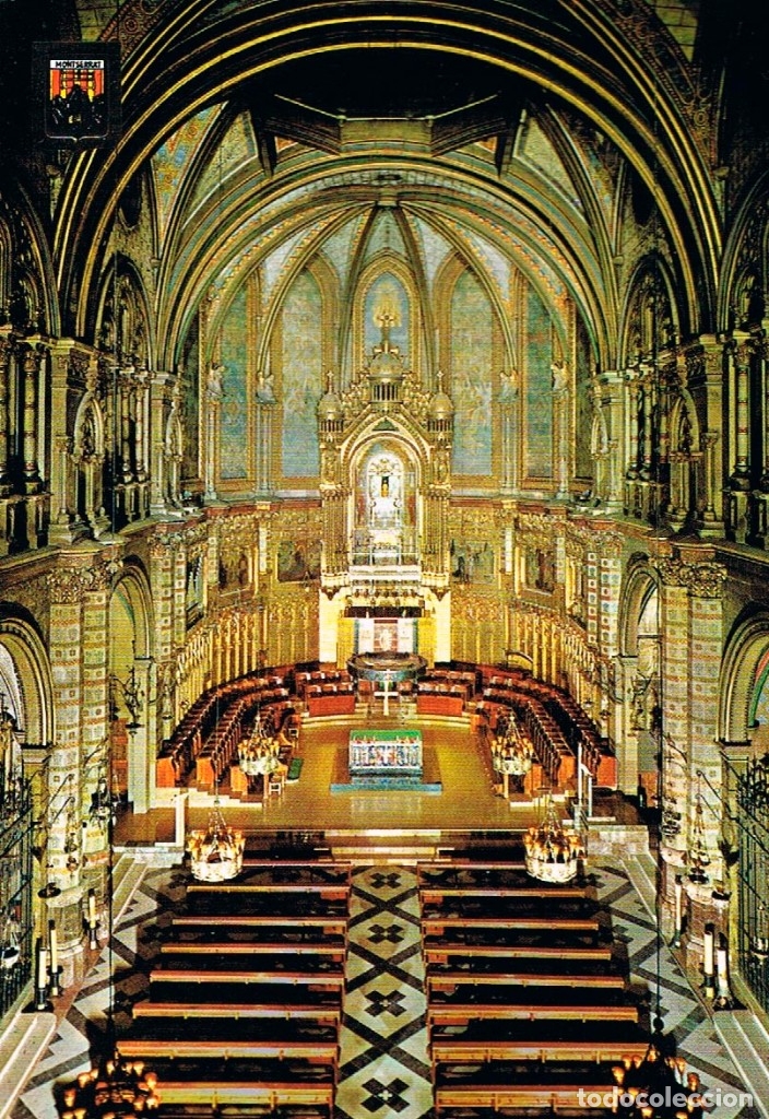 Postales: Montserrat, Interior de la Basilica
