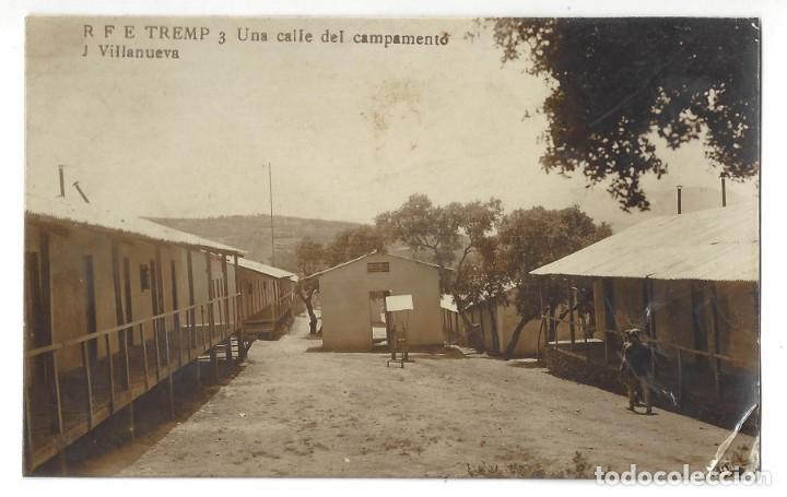 Postales: RFE TREMP.- N&ordm; 3, UNA CALLE DEL CAMPAMENTO. FOTO J. VILLANUEVA. ANIMADA. L&Eacute;RIDA- SIN CIRCULAR